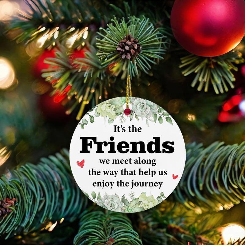 ZOSAN Friends Chrismas Ceramic Ornament, Friendship Gifts for Women Men Besties Soul Sister BFF, Friends We Meet Along The Way Ornament - Image 5